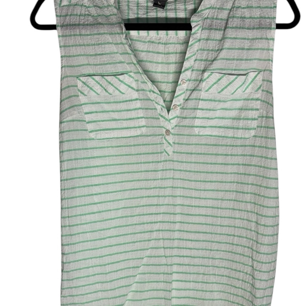 Eddie Bauer Green Striped Sleeveless V Neck Top size Small - Picture 8 of 10